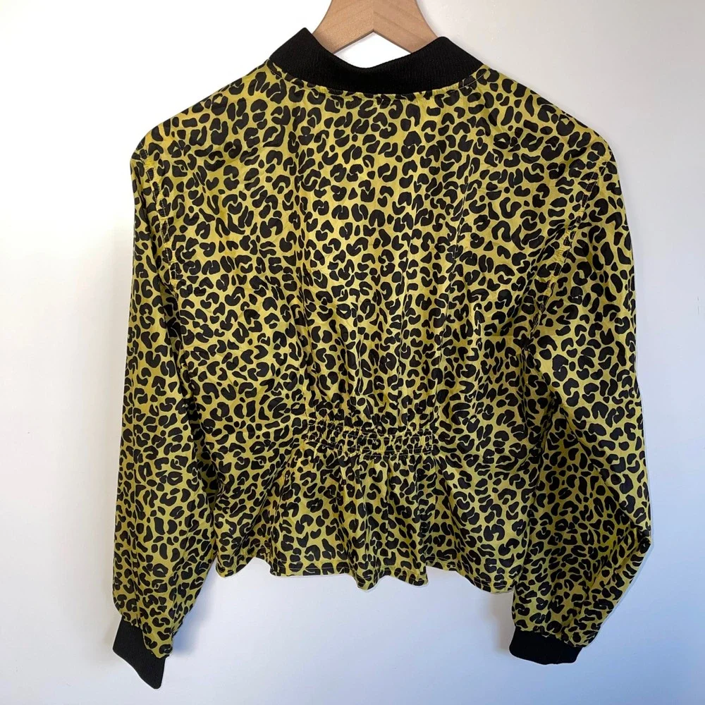 GOOD AMERICAN Sun‎ Beam Leopard Print Shear Pleat Jacket Size 2